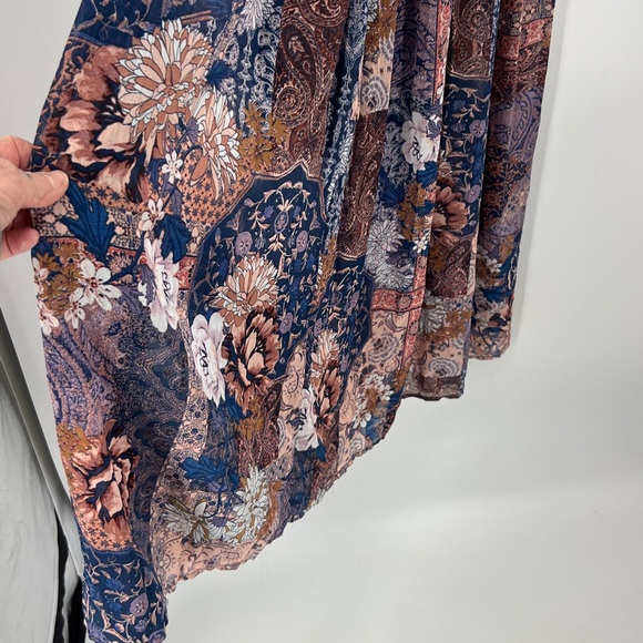 Patchwork Tiered Floral Cottagecore V-Neck Sleeveless Maxi babydoll Dress M - Picture 4 of 11